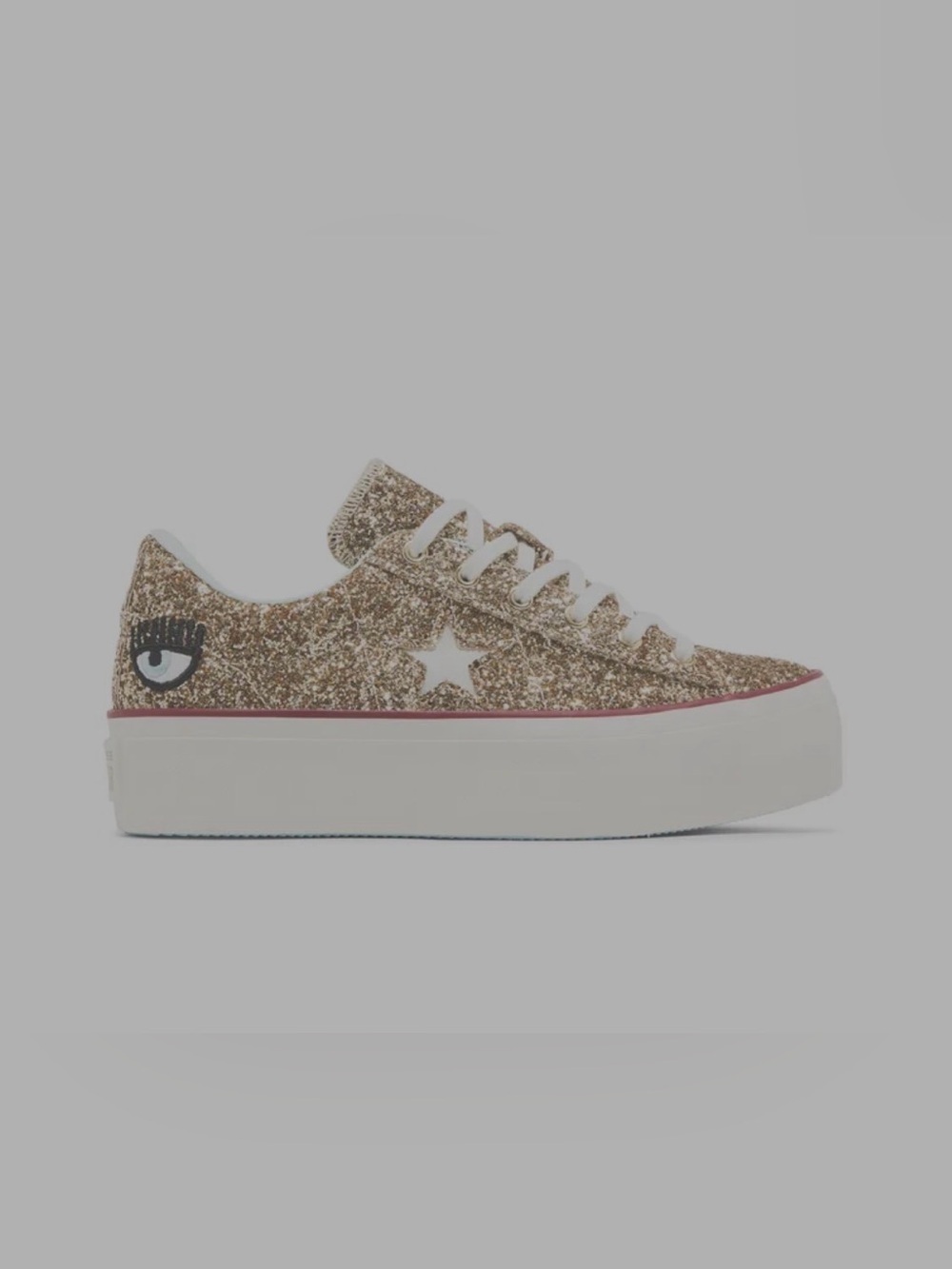 Chiara Ferragni + Converse SZ 9 Gold Glitter Low-Top Sneakers with White Laces